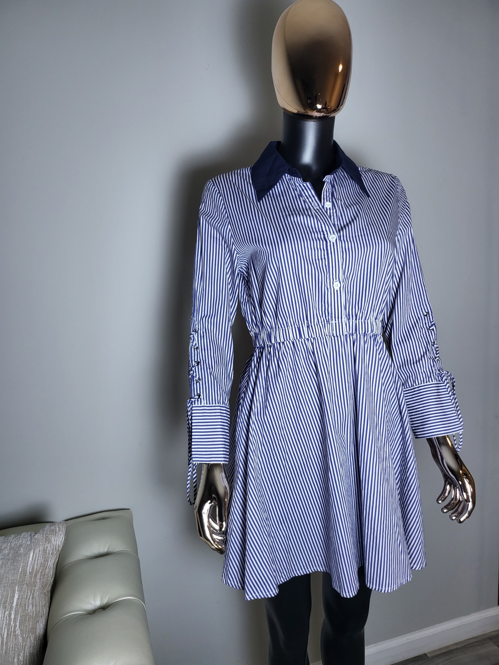 Striped Navy & White Shirt Dress